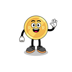 Fototapeta premium south african rand cartoon doing wave hand gesture
