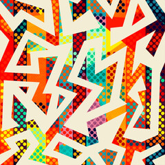 Bright funky geometric seamless pattern