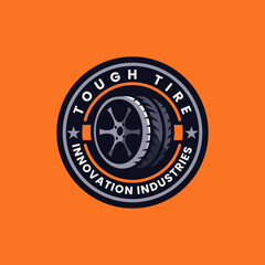 Vector Logo Illustration Tough Tire Simple Mascot Style.