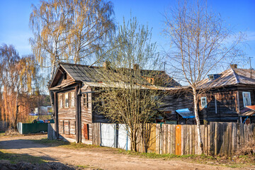 The ruins of an old wooden residential hut, Kineshma, Ivanovo region