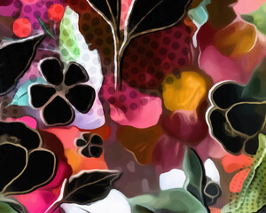 Disco Blooms - Abstract Botanical Art 
