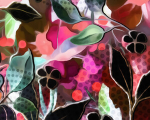 Disco Blooms - Abstract Botanical Art 