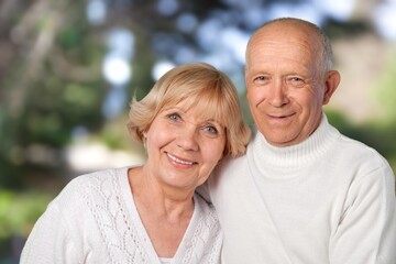 Obraz premium old happy couple have fun at park