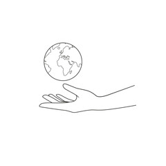 Hands hold the globe. Illustration on transparent background
