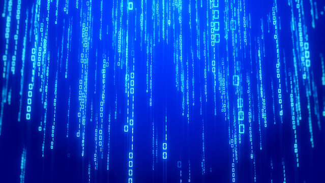 Technology digital data background with binary code falling.