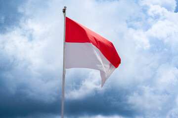 indonesia flags under blue sky independence day concept