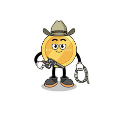 Character mascot of danish krone as a cowboy