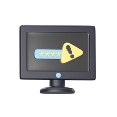 monitor with a warning sign