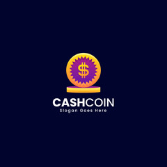 Vector Logo Illustration Cash Coin Gradient Colorful Style