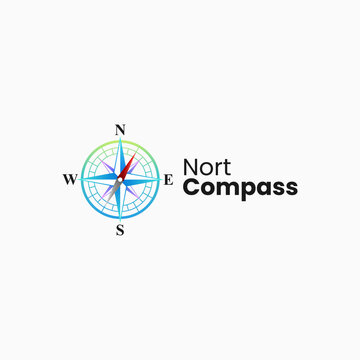 Vector Logo Illustration Compass Gradient Colorful Style