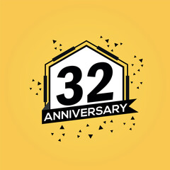 32 years anniversary logo  vector design birthday celebration with geometric isolated design.