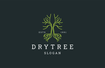 dry tree logo design, dry season with logo line art