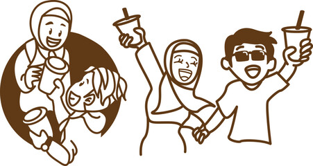 Couple drinking together suitable for logo