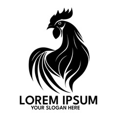 Rooster silhouette, logo style vector illustration