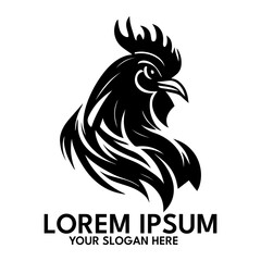 Rooster silhouette, logo style vector illustration