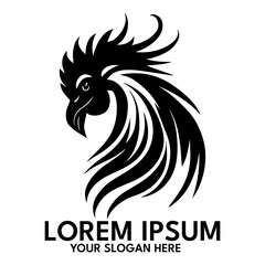 Fototapeta premium Rooster silhouette, logo style vector illustration