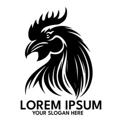 Rooster silhouette, logo style vector illustration