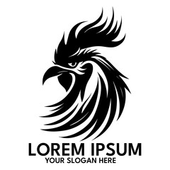Rooster silhouette, logo style vector illustration