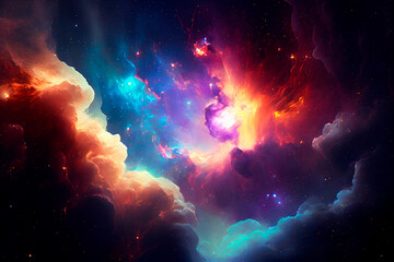 Obraz na płótnie Canvas Abstract outer space endless nebula galaxy background. Generative ai.
