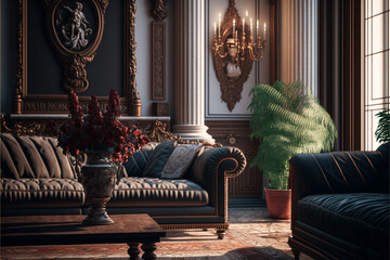 Living room royal style. Generative AI