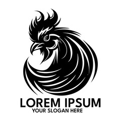 Rooster silhouette, logo style vector illustration