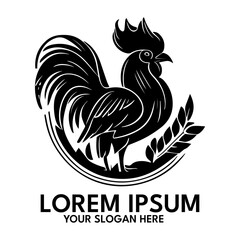 Fototapeta premium Rooster silhouette, logo style vector illustration
