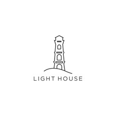 Lighthouse logo design template with water ocean element