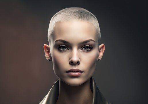 Fashion female with bald cut hairstyle generative ai