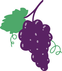 Grape Fruit Flat Illustration