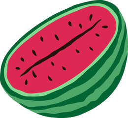 Watermelon Fruit Flat Illustration