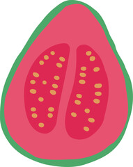 Sliced Guava Fruit Flat Illustration