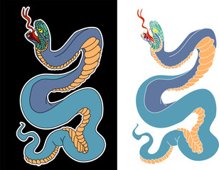snake cobra tattoo style.Cobra vector.A king Cobra snake with mouth open.Snake cobra illustration.
