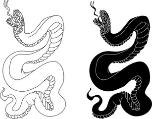 snake cobra tattoo style.Cobra vector.A king Cobra snake with mouth open.Snake cobra illustration.