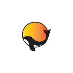 whale logo circle design vector illustration