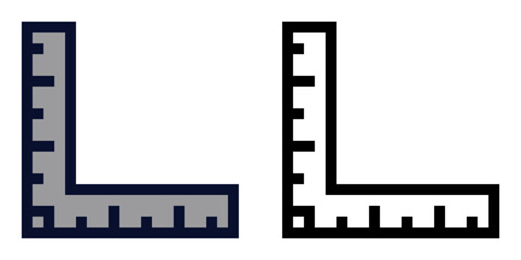 Ninety Degree Ruler. Angle Square Ruler.Color and Line Icons