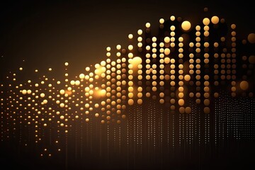 Naklejka premium abstract blue or gold dot moving and growing connecting neural network. Technology background. Digital Big data transfer. Generative AI