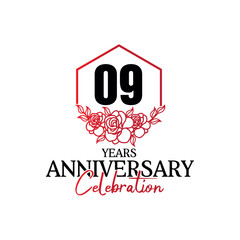 09 years anniversary logo  luxurious anniversary vector design celebration