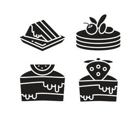 cake and dessert icons set vector illustration