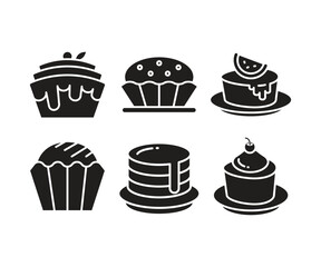 cake and dessert icons set vector illustration