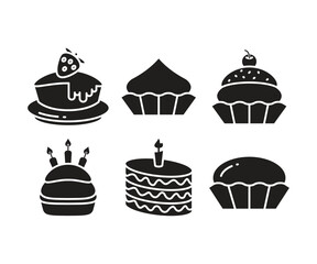 cake and dessert icons set vector illustration