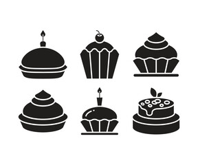 cake and dessert icons set vector illustration