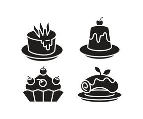 cake and dessert icons set vector illustration