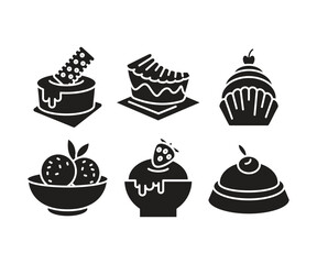 cake and dessert icons set vector illustration