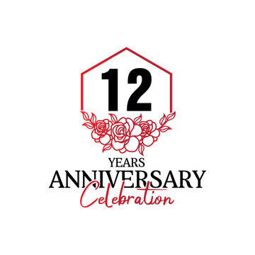 12 years anniversary logo  luxurious anniversary vector design celebration