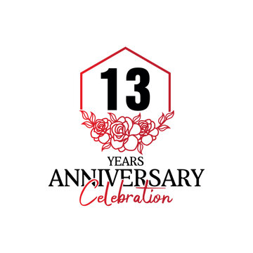 13 years anniversary logo  luxurious anniversary vector design celebration