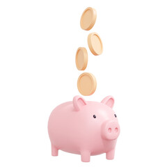 3d rendering of stack of coin and piggy bank concept of saving and investment. 3d illustration cartoon style.