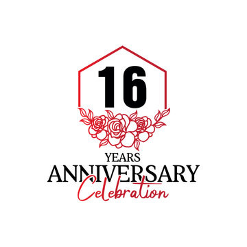 16 years anniversary logo  luxurious anniversary vector design celebration