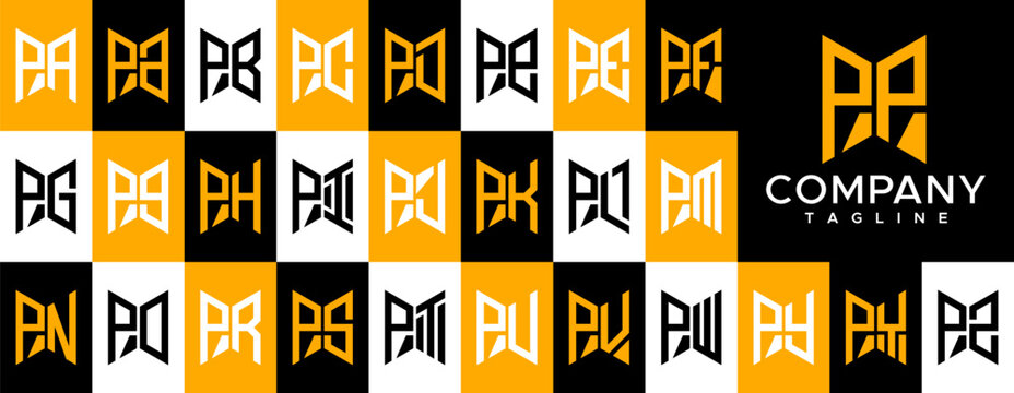 Modern abstract initial PP P letter logo design