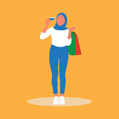 Muslim woman wearing hijab vector illlustration