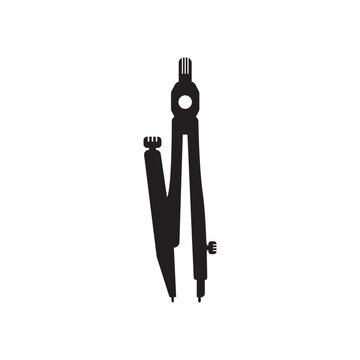 Compass divider black silhouette. Simple calipers icon.